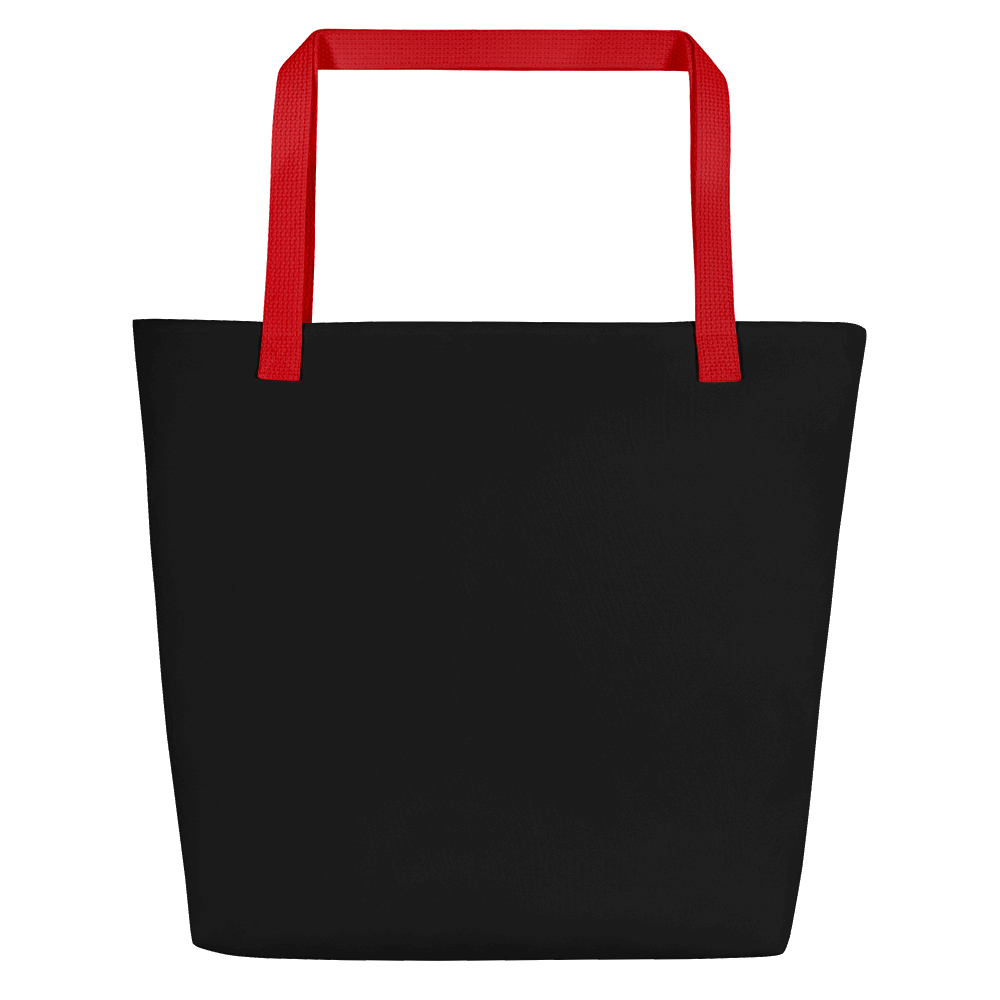 Rückseite der schwarzen Lama Libre Stofftasche.