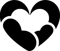 herz Icon schwarz aus vier Segmenten 