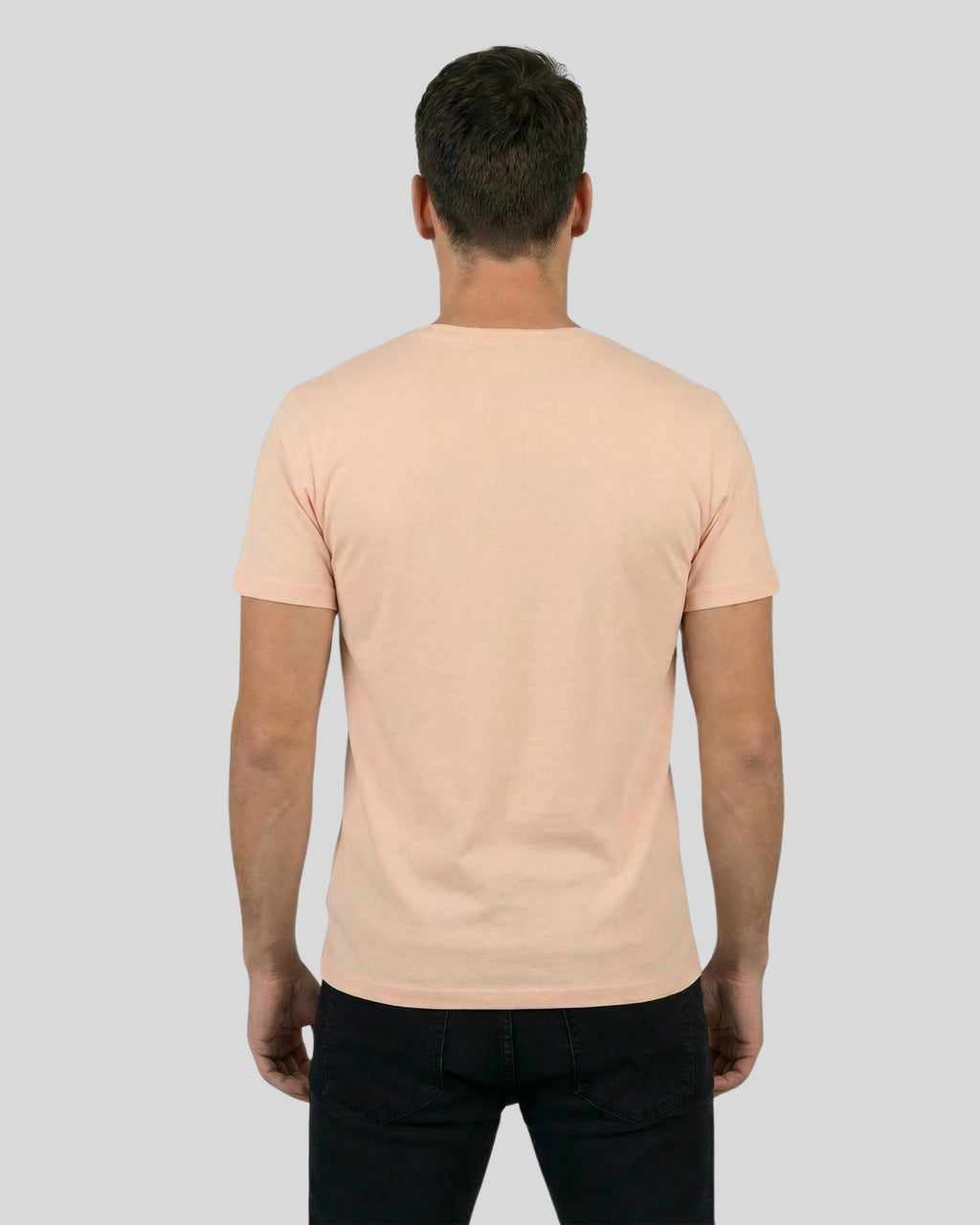 Lama Del Rey T-Shirt für Herren in Fraiche Peche Rückenansicht. Hochwertiges Bio-Baumwoll-Shirt mit perfekter Passform.