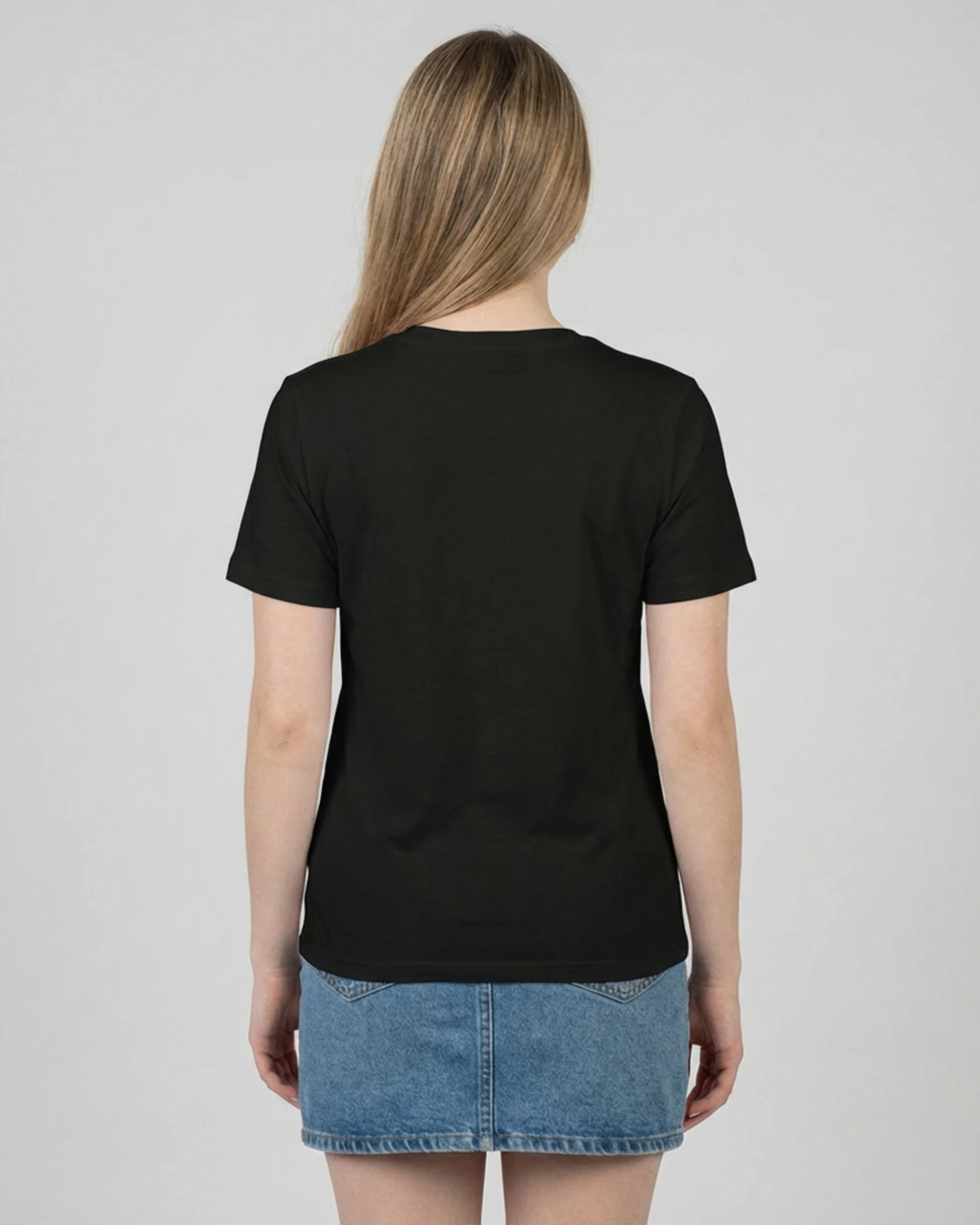 Lama Del Rey T-Shirt für Damen in Schwarz Rückenansicht. Stylisches Statement-Shirt, vegan und umweltfreundlich produziert.