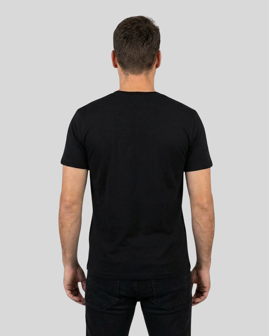Lama Del Rey T-Shirt für Herren in Schwarz Rückenansicht. Hochwertiges Bio-Baumwoll-Shirt mit perfekter Passform.