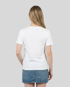 Lama Del Rey T-Shirt für Damen in Weiß Rückenansicht. Stylisches Statement-Shirt, vegan und umweltfreundlich produziert.