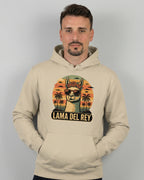 Lama Del Rey Hoodie in Beige Desert Dust für Herren Frontalansicht - Nachhaltige Bio-Baumwolle
