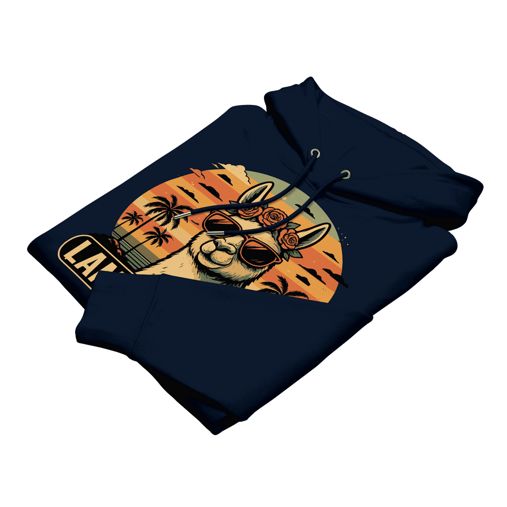 Gefalteter Lama Del Rey Hoodie in French Navy aus weicher Bio-Baumwolle.