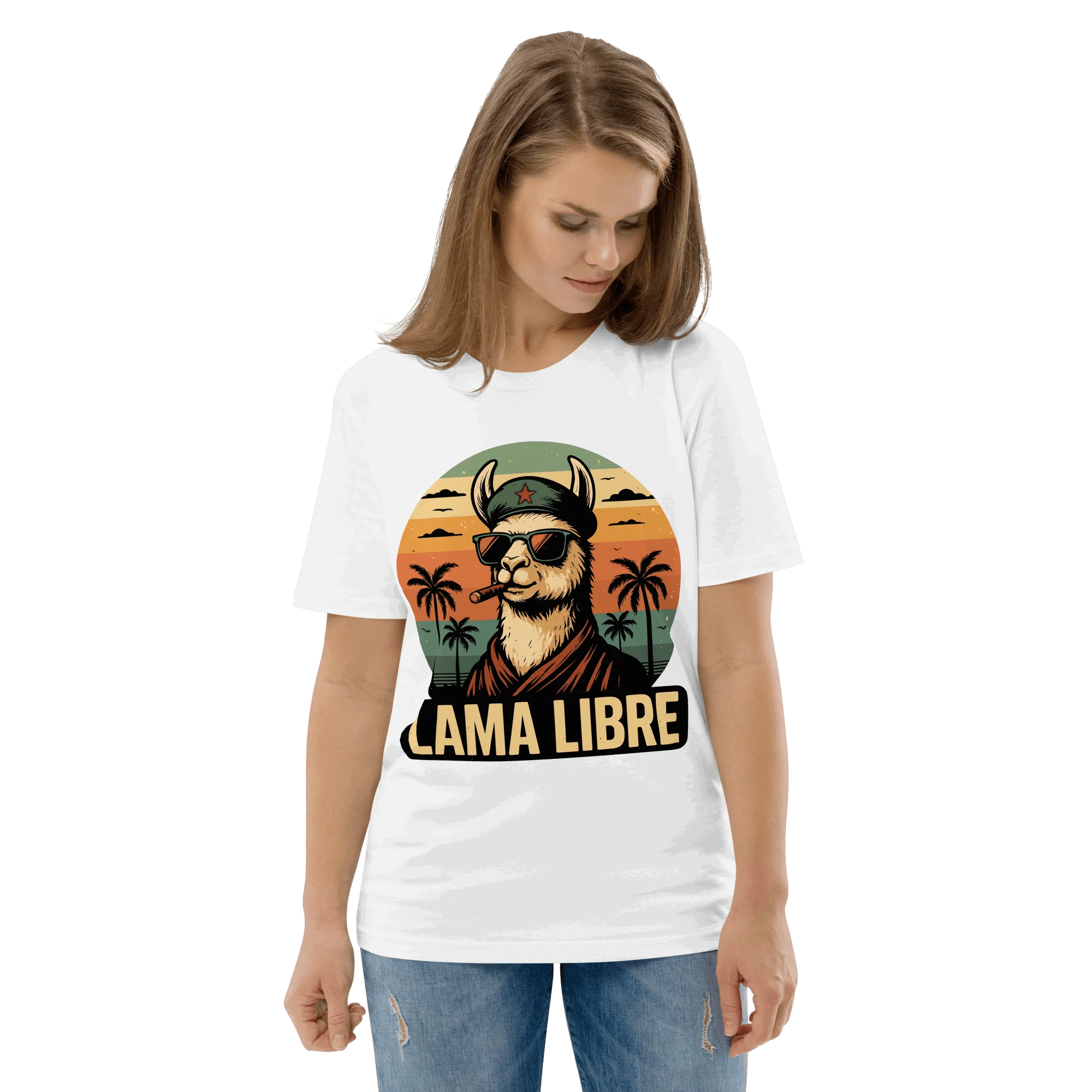 lamaholic lama in libre | Geschenkidee fuer Frauen fuer Damen als tailliertes Damen Shirt, Statement Shirt Damen