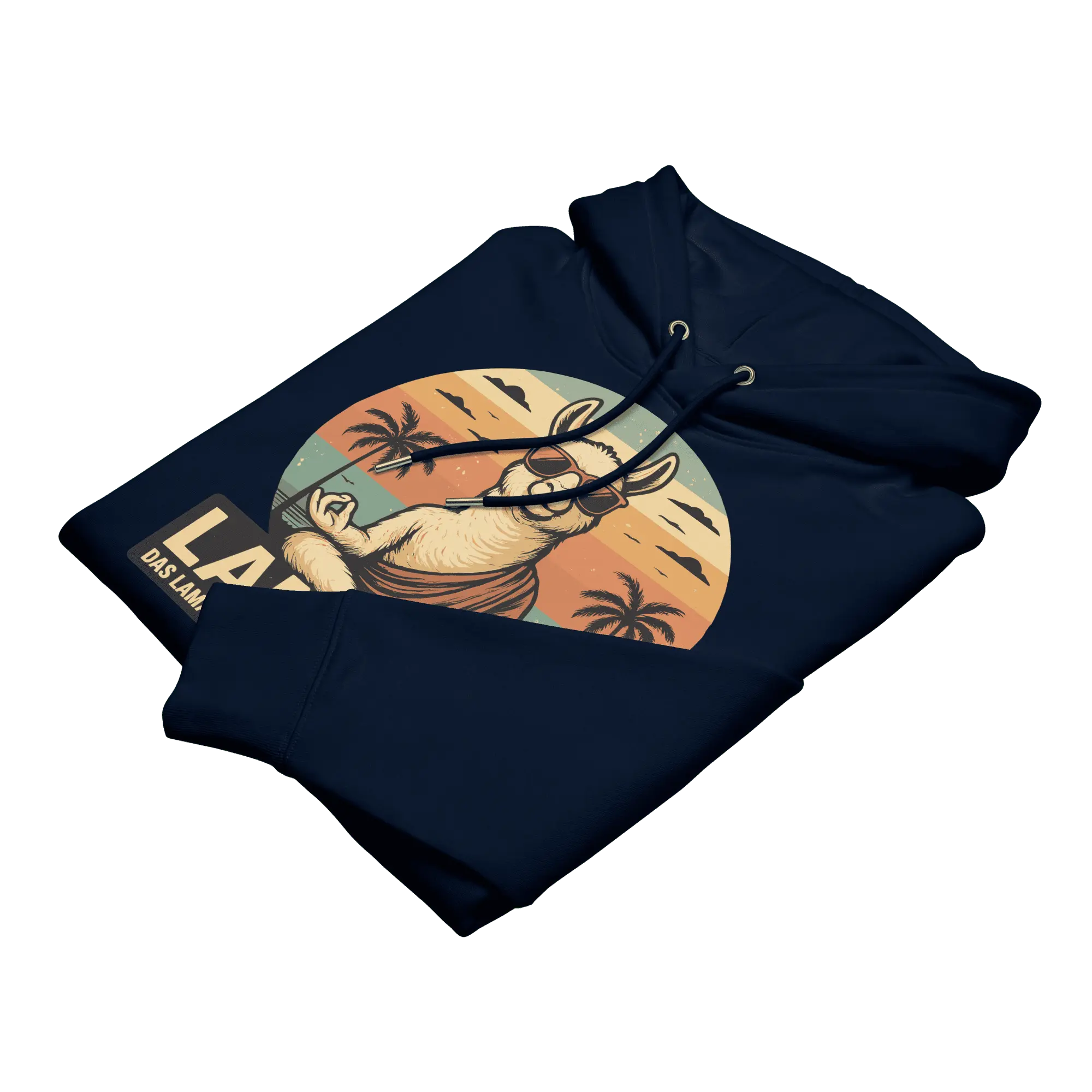 Gefalteter Lamasté Hoodie in French Navy aus weicher Bio-Baumwolle.