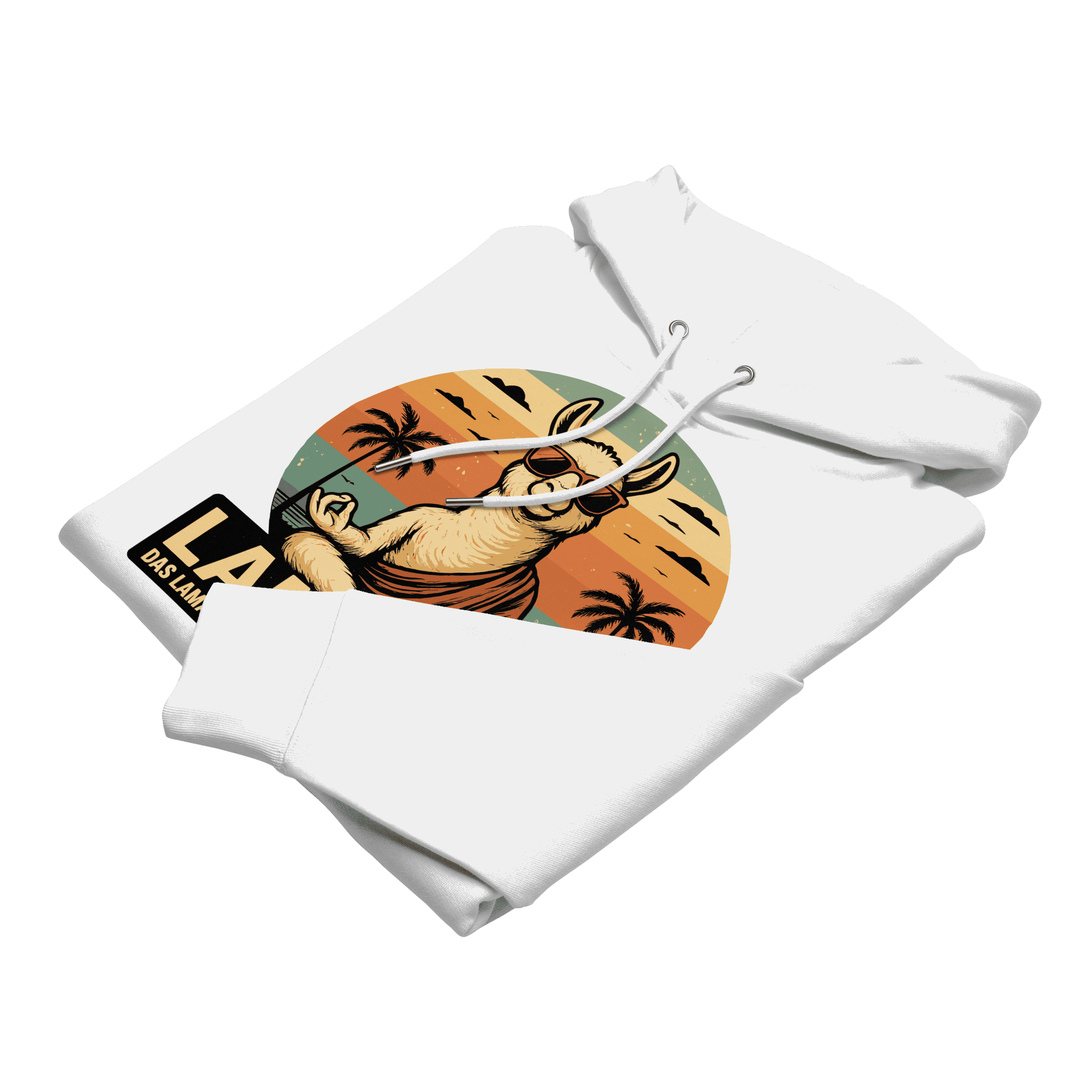 Gefalteter Lamasté Hoodie in Weiss aus weicher Bio-Baumwolle.