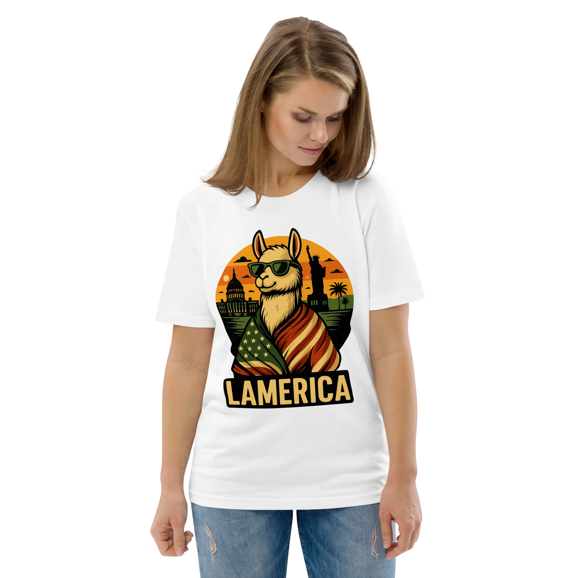 lamaholic lamerica in t | urban Streetwear Outfit fuer Damen als Statement Shirt Herren, Statement Shirt Damen