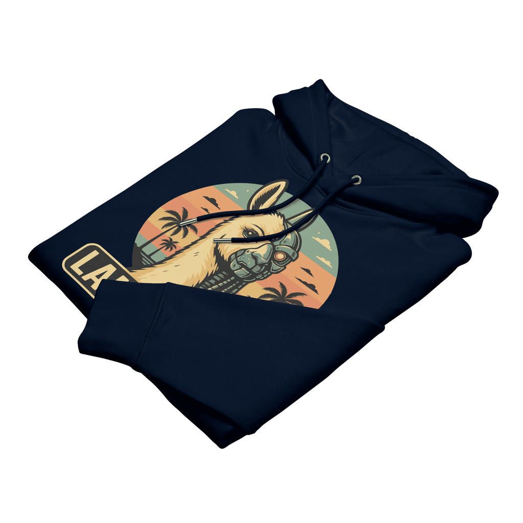 Gefalteter Laminator Hoodie in French Navy aus weicher Bio-Baumwolle.