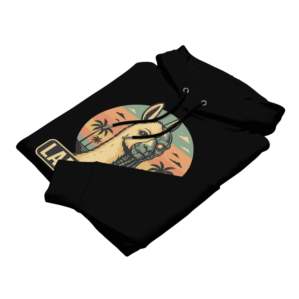 Gefalteter Laminator Hoodie in Schwarz aus weicher Bio-Baumwolle.