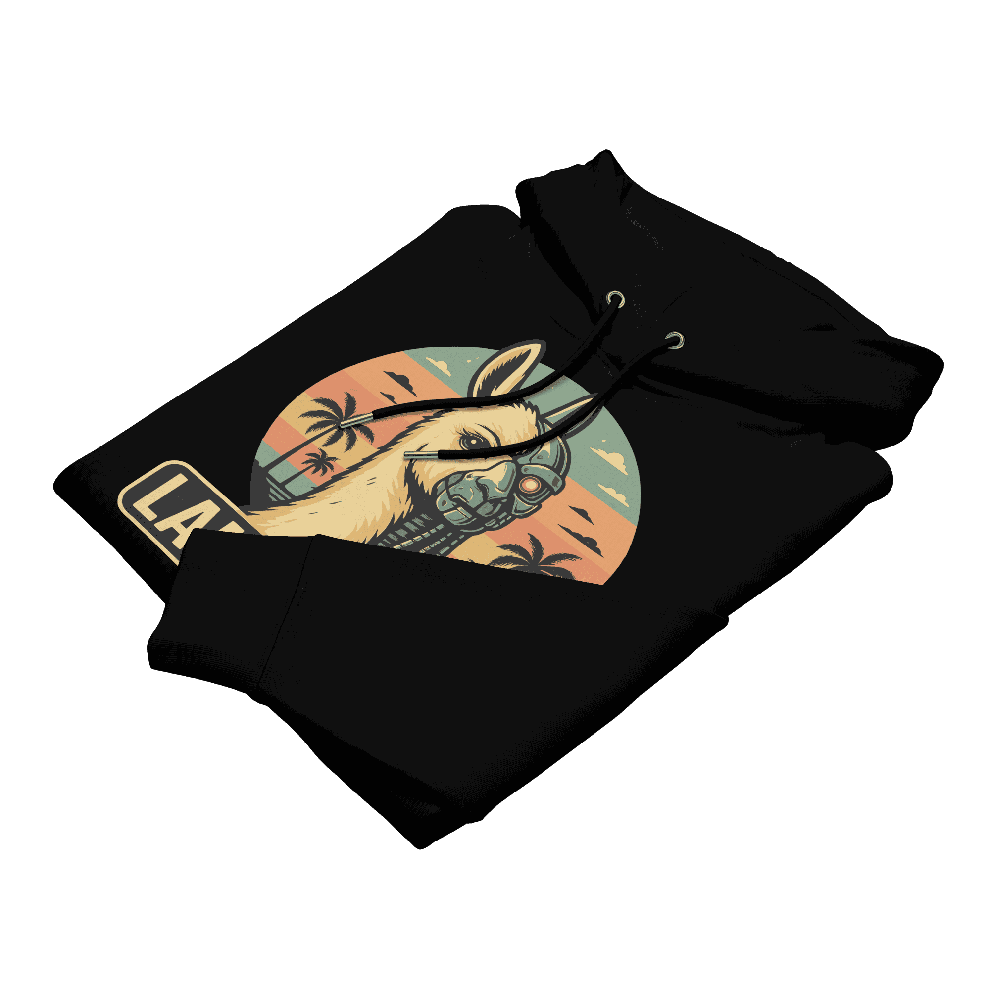 Gefalteter Laminator Hoodie in Schwarz aus weicher Bio-Baumwolle.