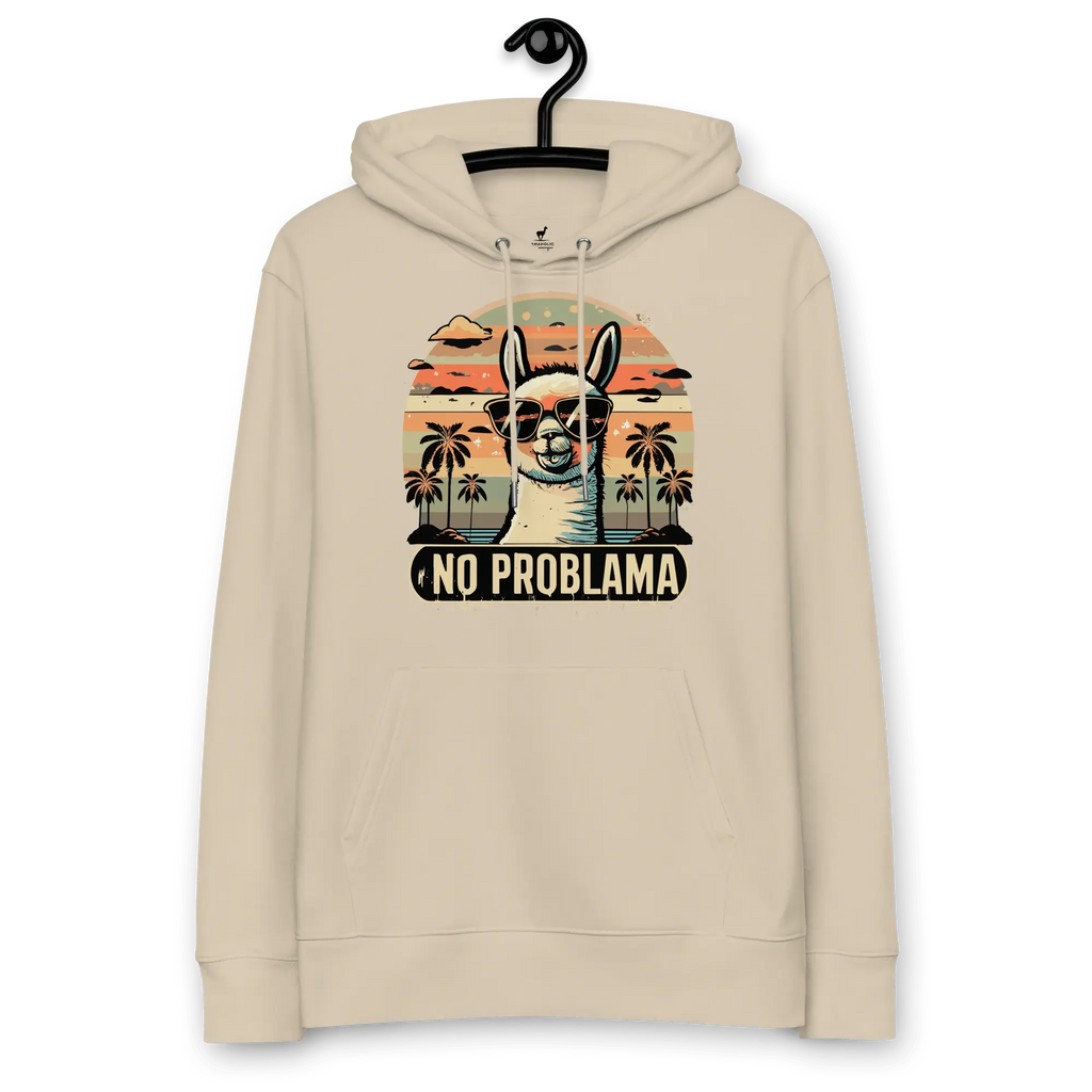 No Problama Hoodie in Desert Dust, auf einem Kleiderbügel präsentiert.