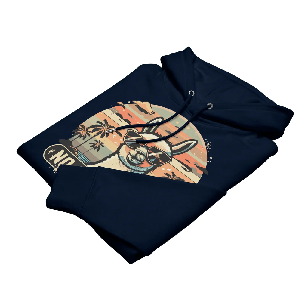 Gefalteter No Problama Hoodie in French Navy aus weicher Bio-Baumwolle.