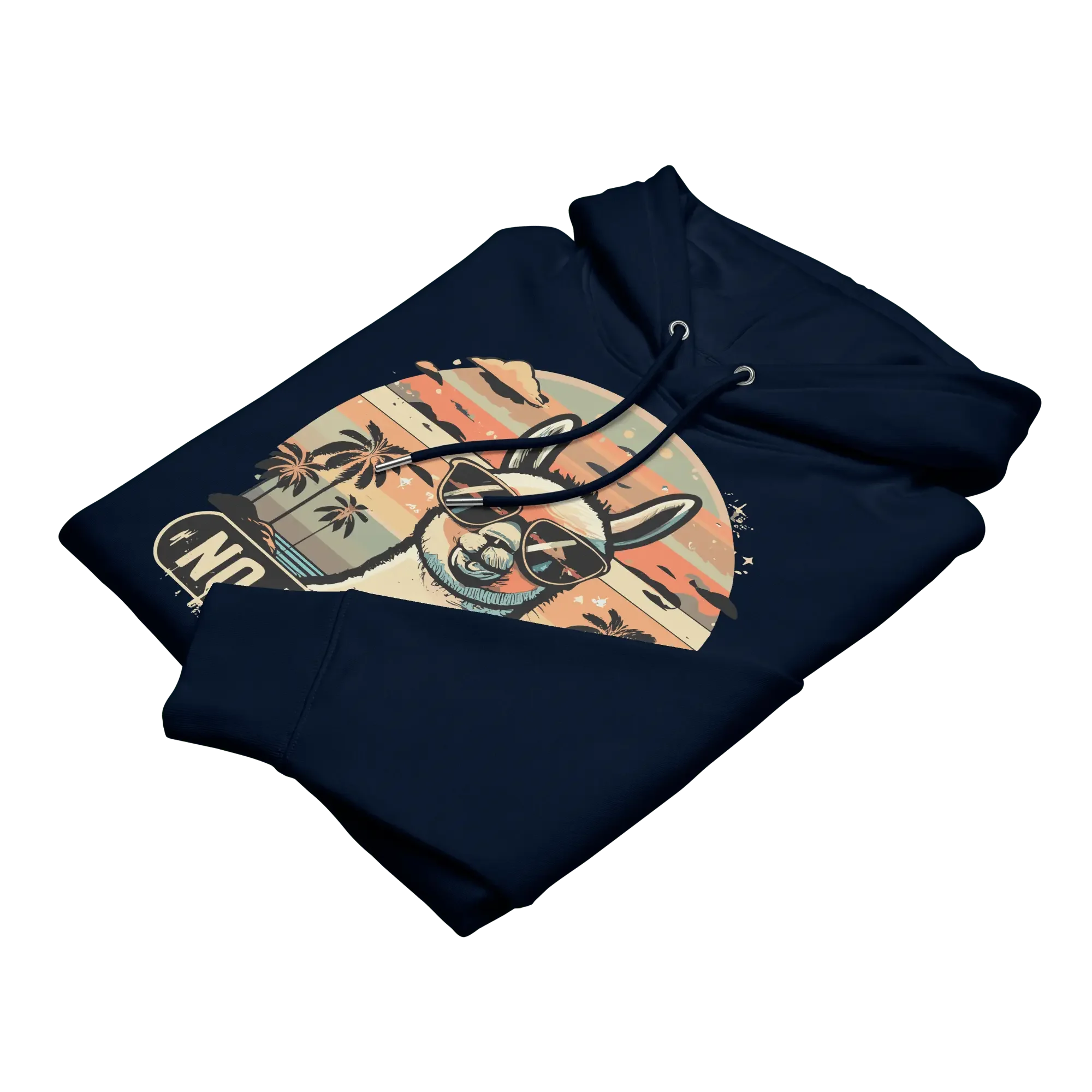 Gefalteter No Problama Hoodie in French Navy aus weicher Bio-Baumwolle.
