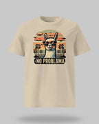 Lustiges Statement-Shirt "No Problama" aus Bio-Baumwolle in Desert Dust – Produktansicht auf neutralem Hintergrund.