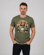 Cooles T-Shirt mit Spruch für Herren: Das "No Problama" Shirt in Khaki, Frontansicht am Model.