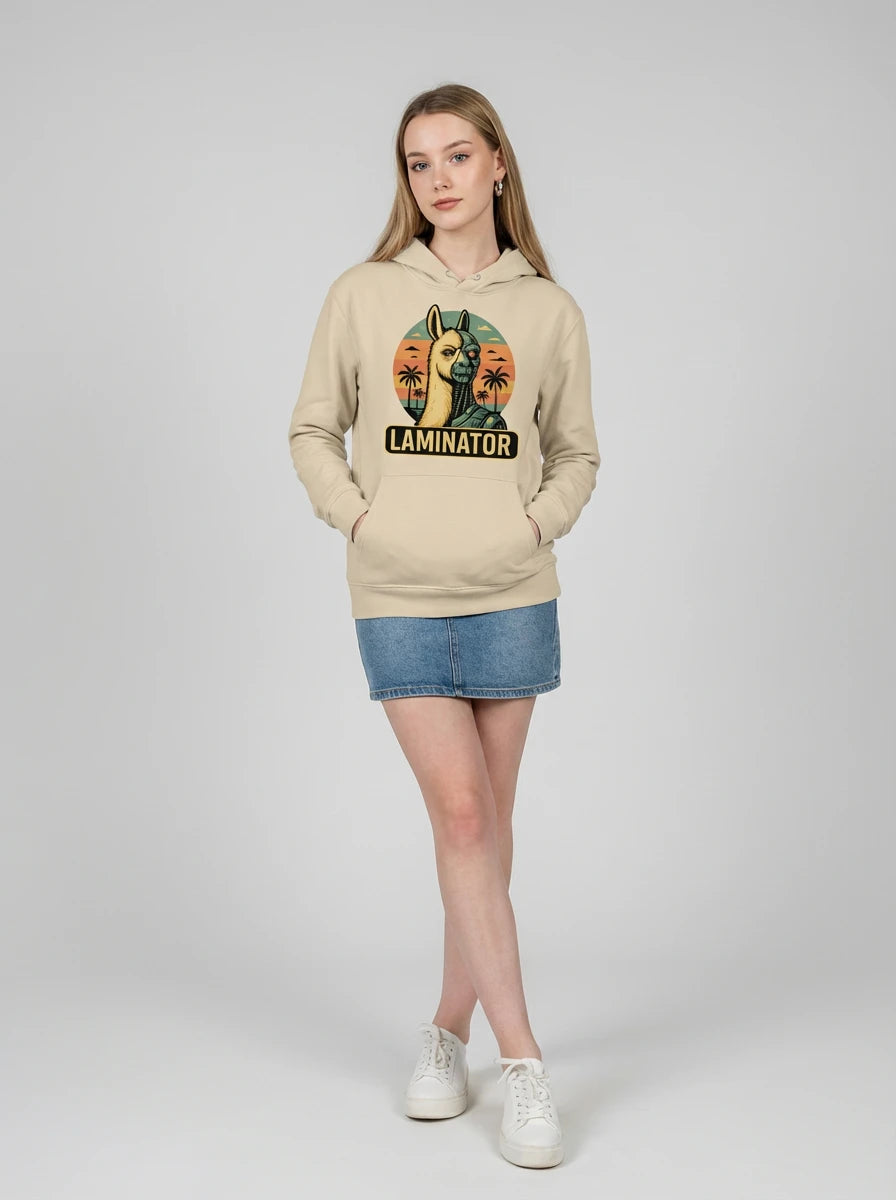 'Laminator' Hoodie für Damen in Desert Dust. Ein modisches Statement-Geschenk für Gamerinnen.