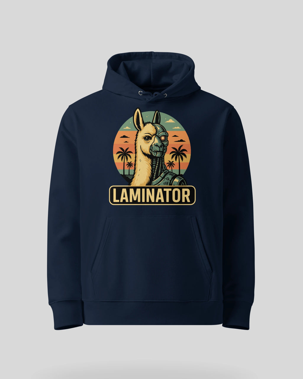 Der 'Laminator' Hoodie in French Navy als freigestellte Produktansicht. Eine Top-Geschenkidee für alle Gaming-Fans.