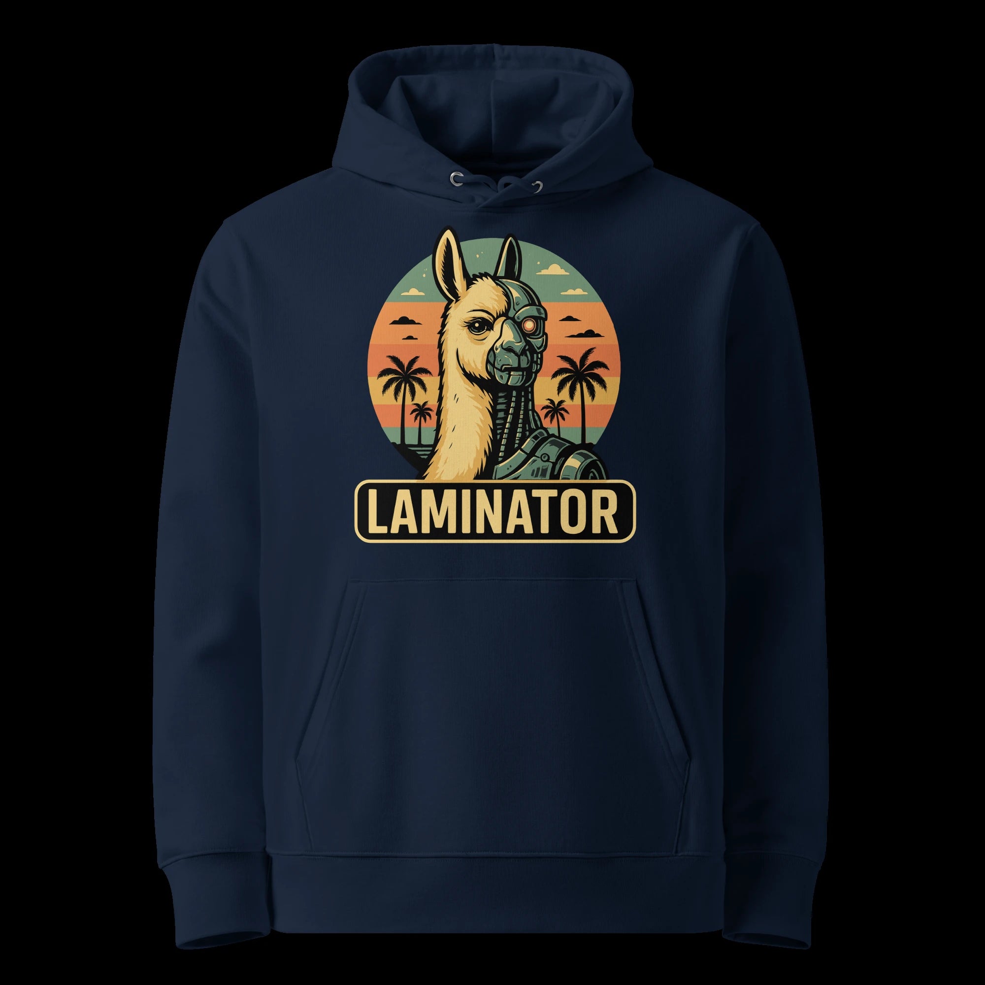 Der 'Laminator' Hoodie in French Navy als freigestellte Produktansicht. Eine Top-Geschenkidee für alle Gaming-Fans.
