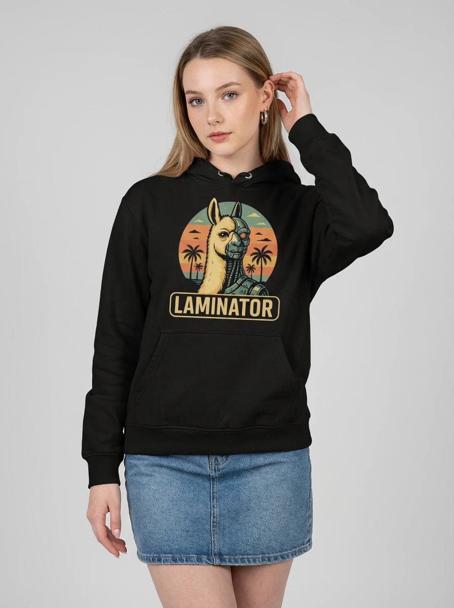 Stylischer 'Laminator' Hoodie in Schwarz für Damen. Die perfekte Geschenkidee für Zockerinnen und Gamer-Girls.