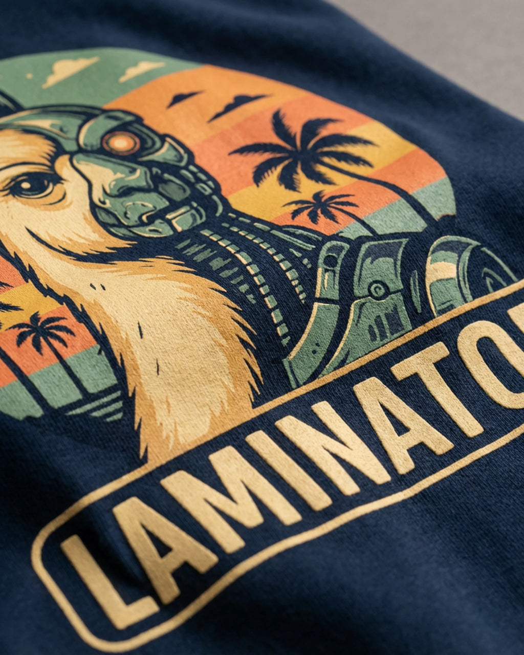 Witziges T-Shirt "Laminator" in French, Detailansicht des Drucks. Zeige deine Nerd-Seite.
