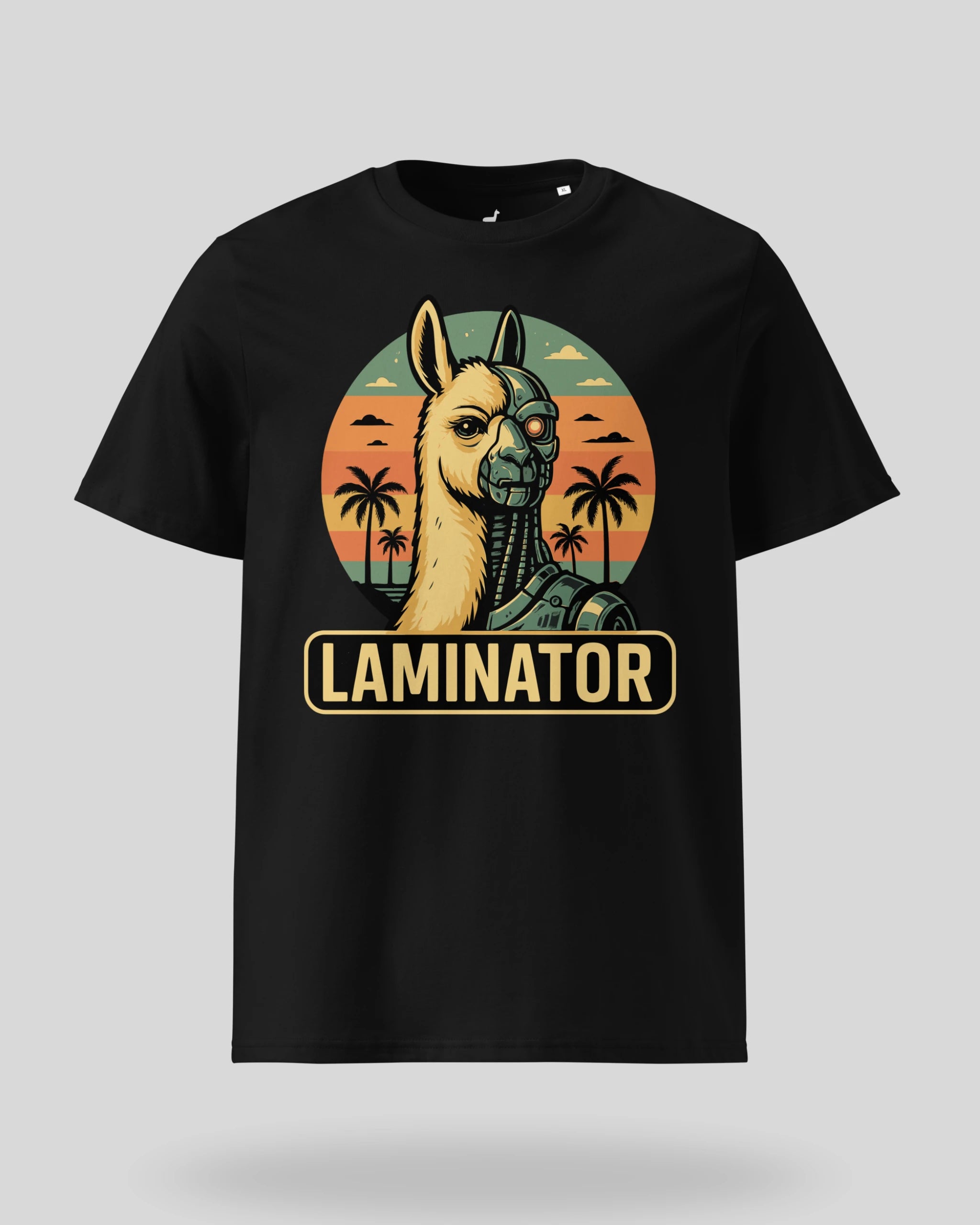 Witziges T-Shirt "Laminator" in Schwarz, freigestellte Produktansicht. IT-Profi Outfit mit Humor.